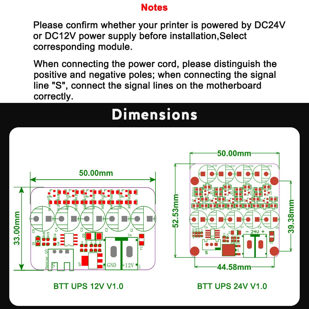 BIGTREETECH UPS 24V V1.0 Resume Printing While Power Off Module Sensor for SKR V1.4 Turbo/SKR Mini E3 V3.0/Octopus V1.1/Manta M4P/M5P/M8P, Ender-3 CR-10 3D Printer Parts