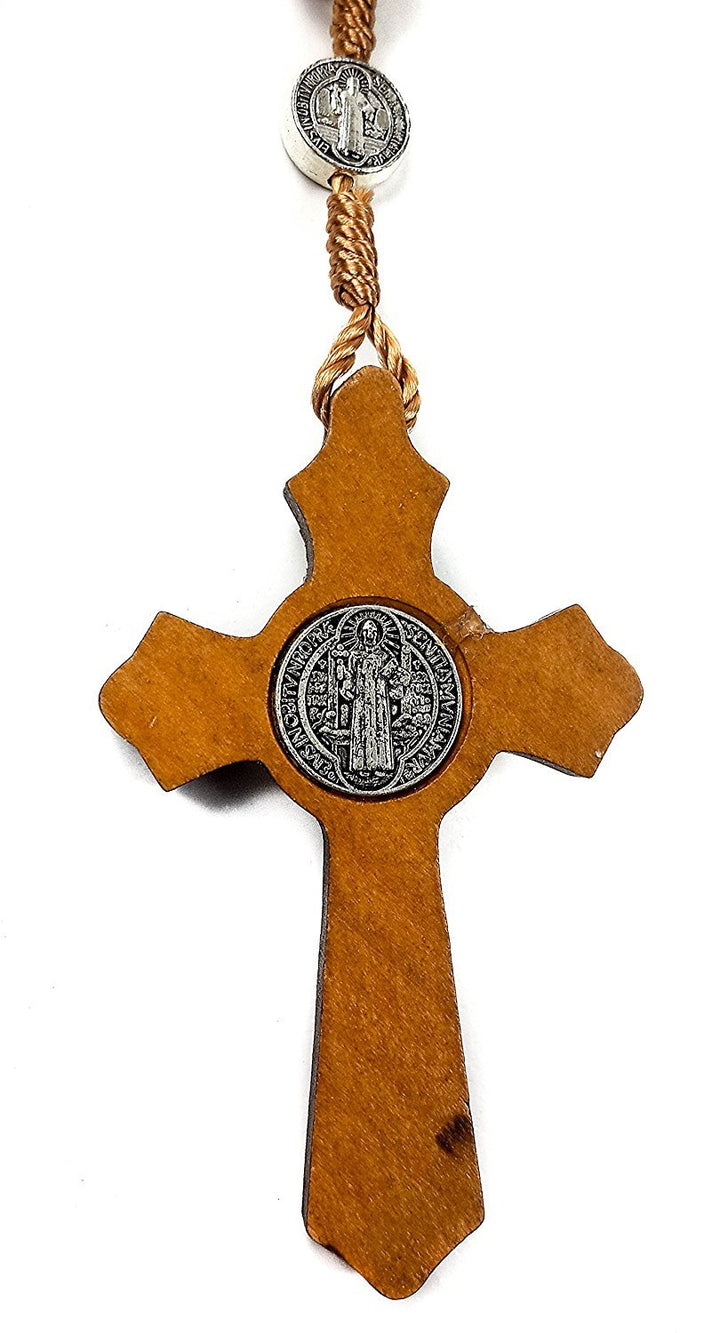 Saint Benedict Olive Wood Rosary Catholic NR Medal Handmade from Jerusalem
