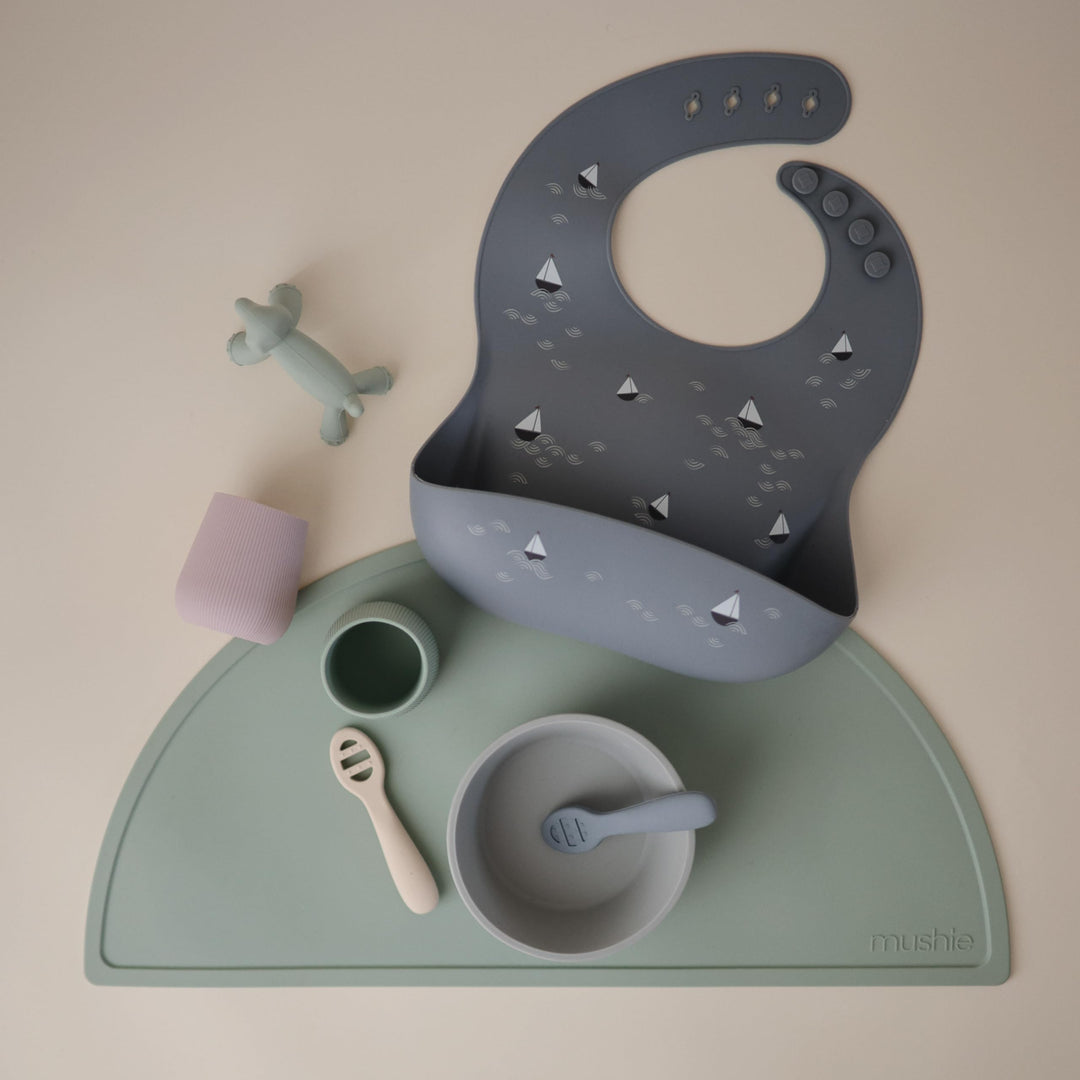 mushie Silicone Baby Bib | Adjustable Fit Waterproof Bi