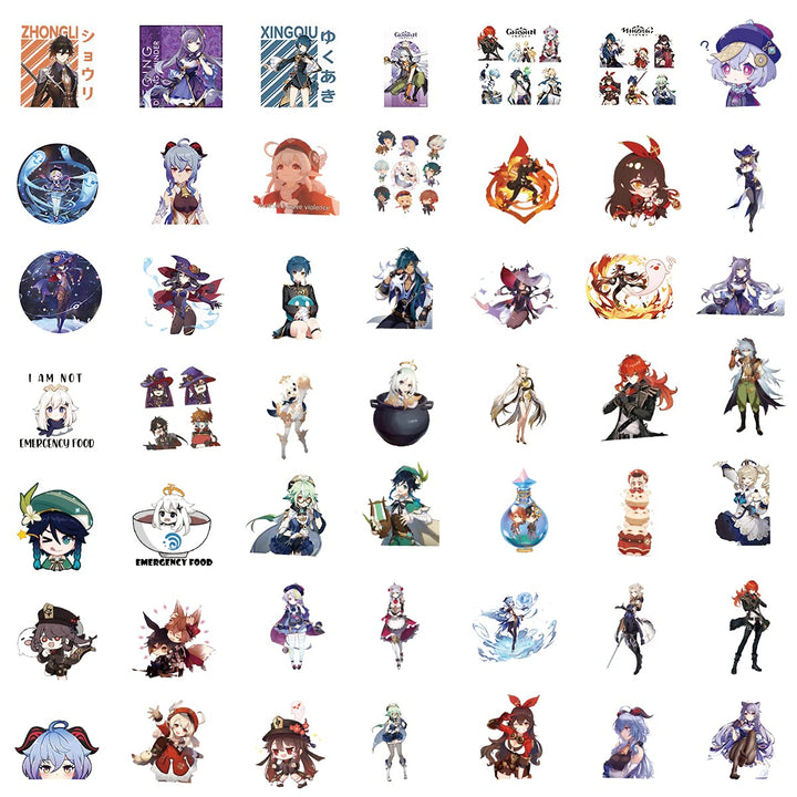 Genshin Impact Stickers[100pcs] Waterproof for Decal Laptop Water Bottle Car Cup Computer Guitar Skateboard Luggage Bike Bumper Kid/Teen Gift(Genshin Impact Stickers)
