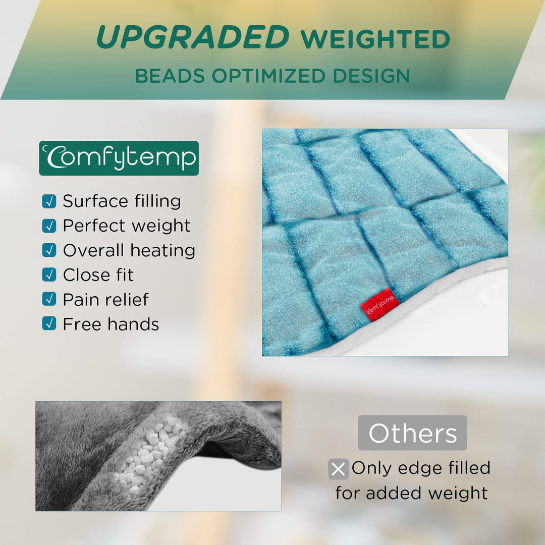 Comfytemp Weighted Heating Pad For Neck And Shoulders, 2.2Lb Large Electric Heated Neck Shoulder Wrap For Pain Relief - 9 Heat Settings, 11 Auto-Off With Countdown, Stay On, Backlight - 19X22