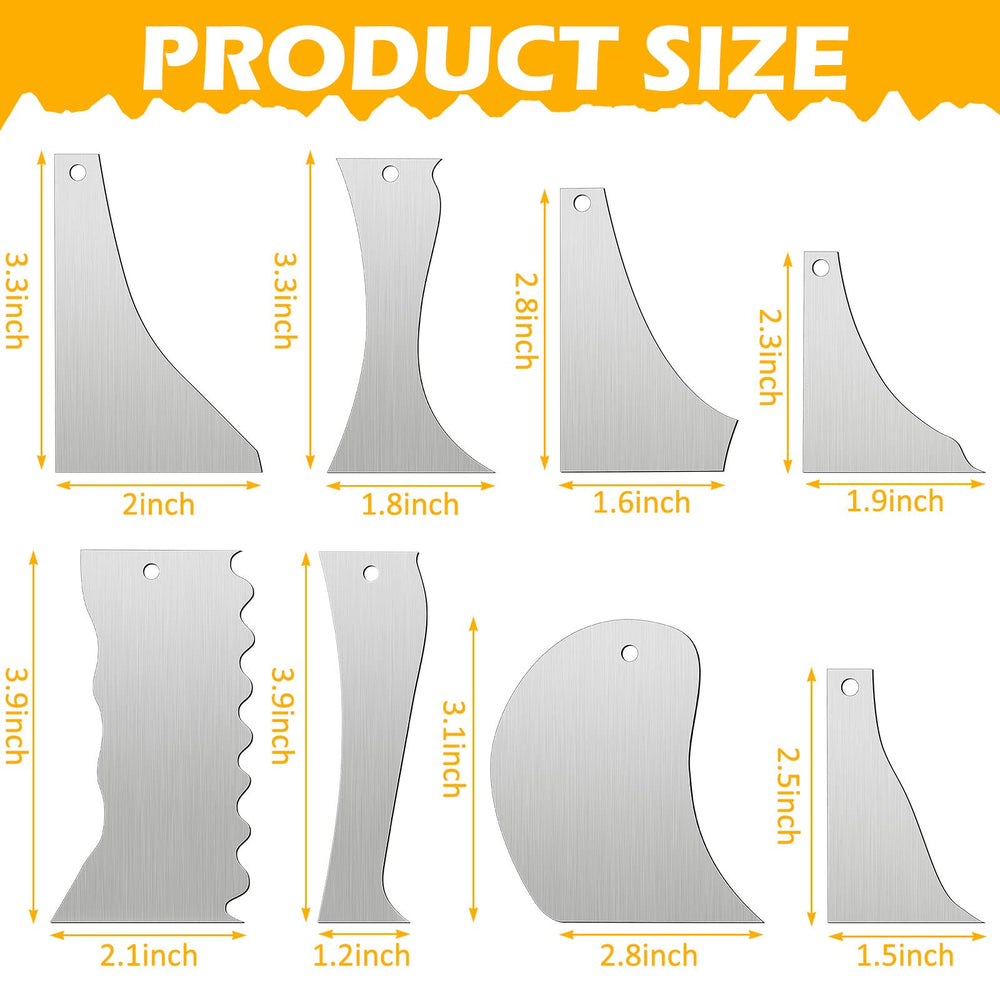 8 Pcs Metal Pottery Tool Profile Rib Bundle Stainless Steel Clay Scraper Tool Handy Sculpting Ceramics Scoring Potteries Serrated Pottery Trimming Tools for Sculpture Crafts, 8 Designs
