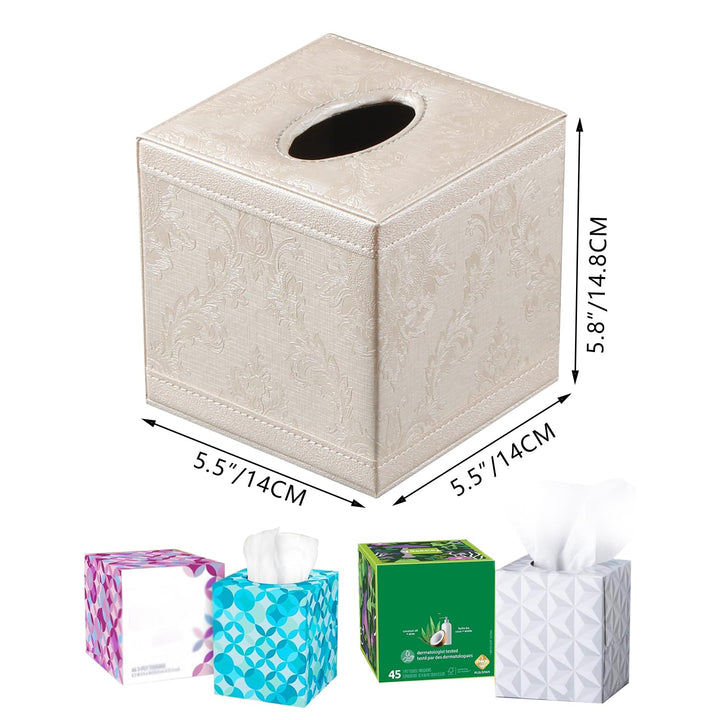 Tissue Box Cover Square, Upgrade 99% Compatible Large Size, Modern Tissue Box Holder for Napkin Facial Paper, Leather Dryer Sheet Dispenser Organizer for Bathroom Vanity Countertop, Night Stand
