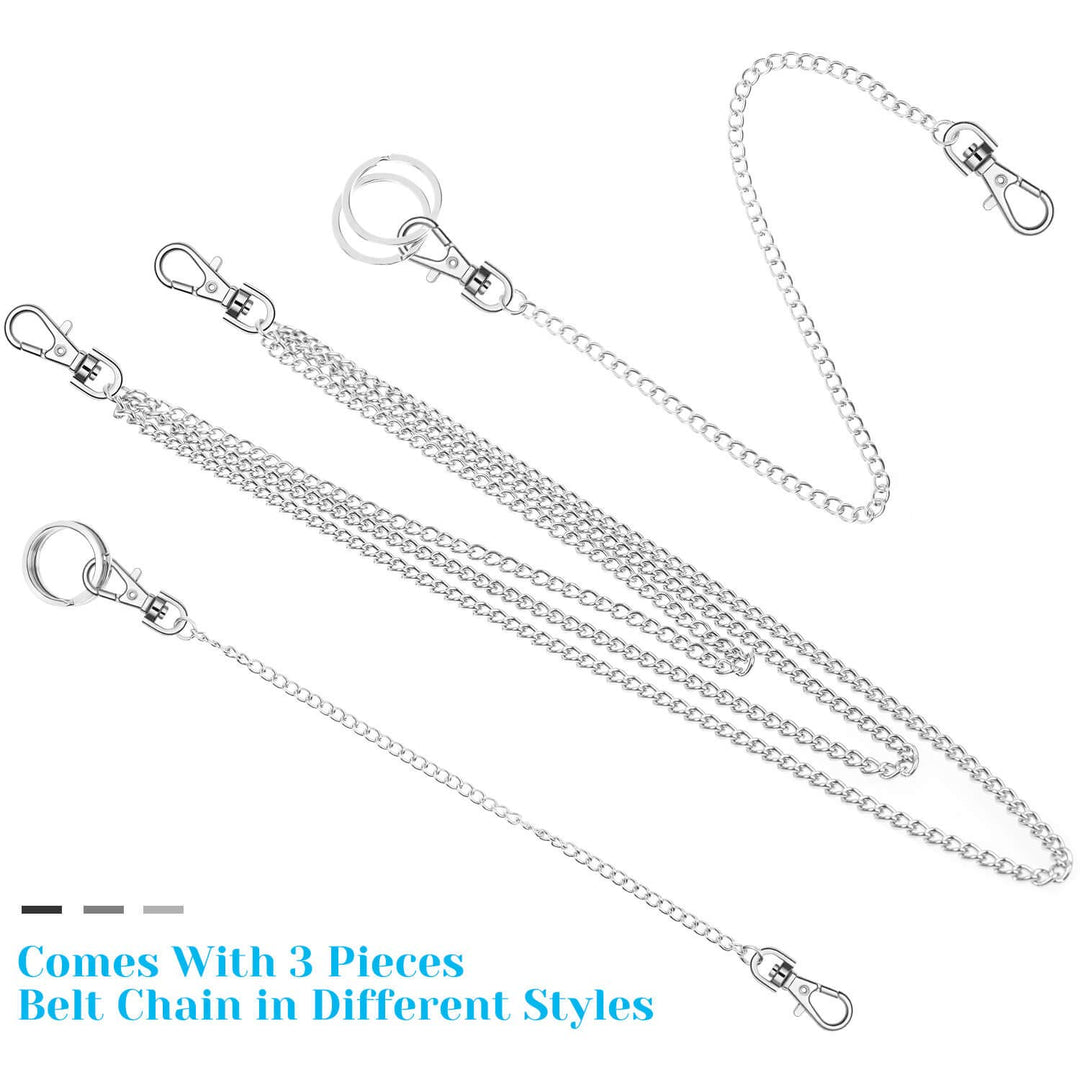 anezus 3pcs Belt Chain, Pocket Chain, Chains for Wallet