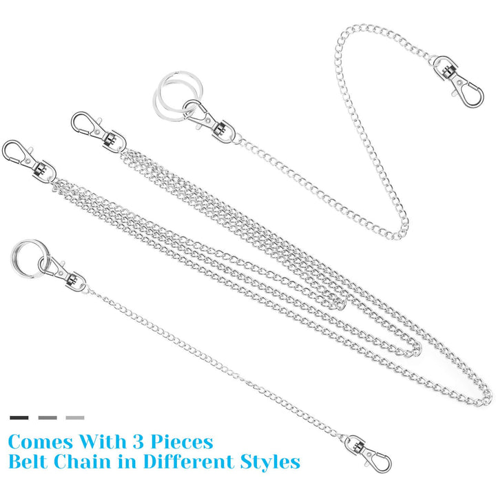 anezus 3pcs Belt Chain, Pocket Chain, Chains for Wallet