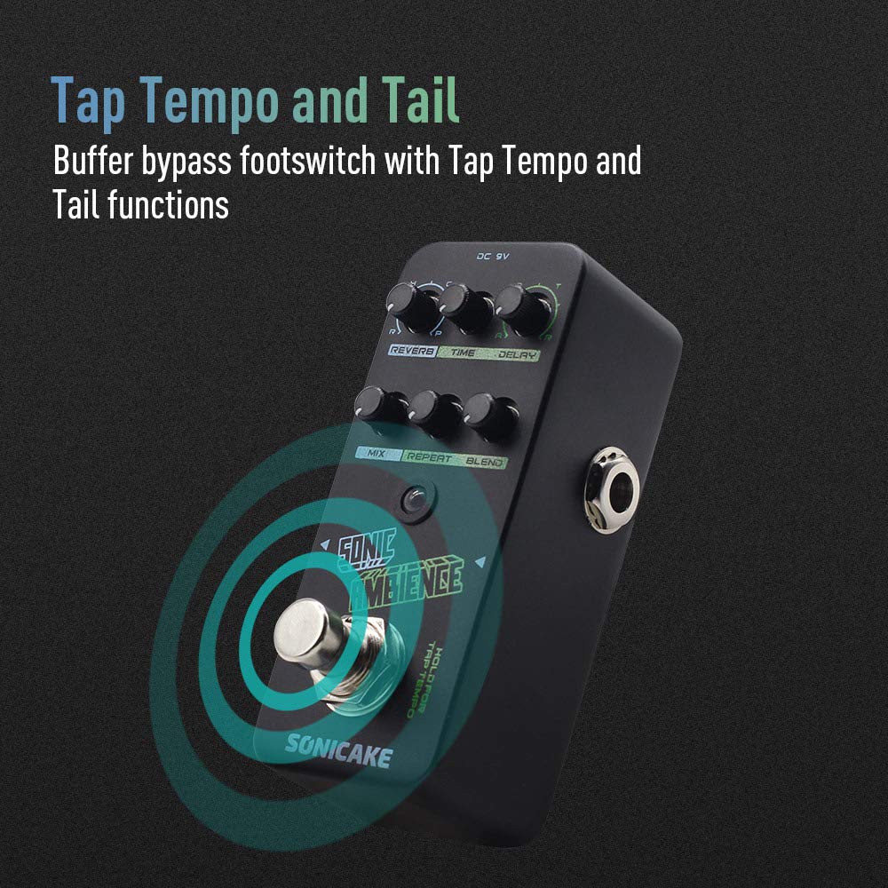 Delay Reverb Pedal Sonic Ambience Multi Mode Tap Tempo Delay and Reverb Guitar Bass Effects Pedal