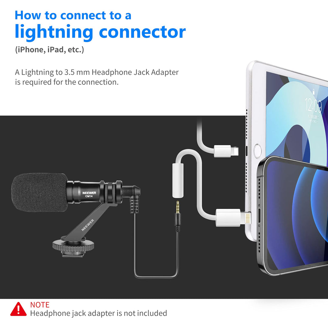 Neewer CM14 Microphone for Phone, Mini On-Camera Video 