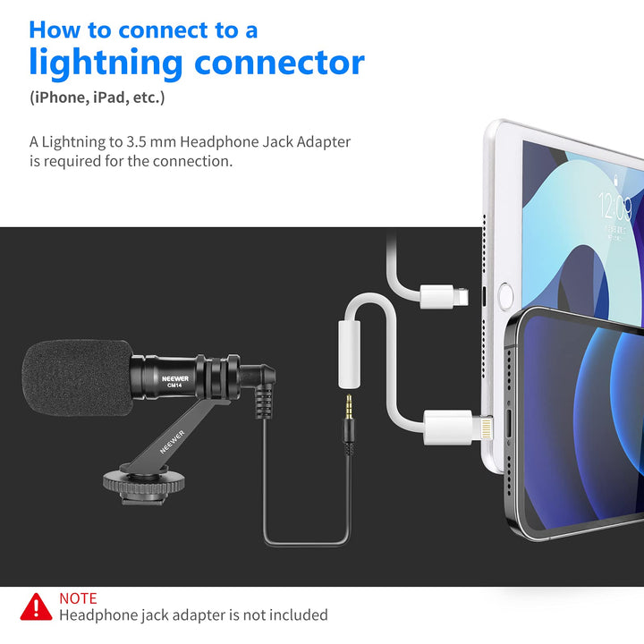 Neewer CM14 Microphone for Phone, Mini On-Camera Video 
