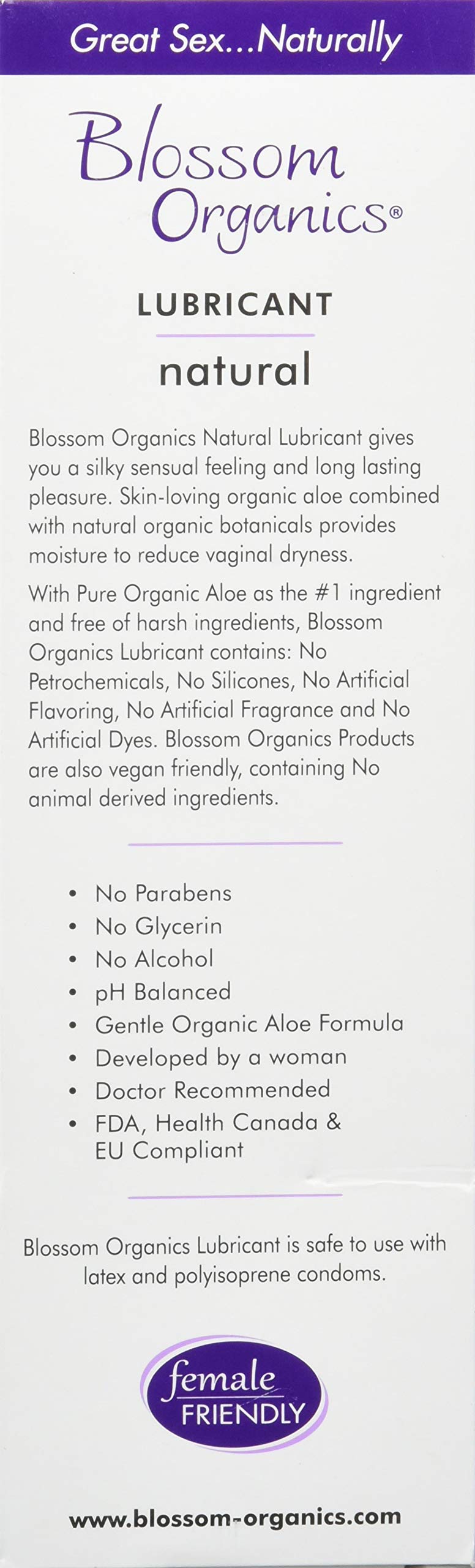 Blossom Lube Organics, Personal Lubricant for Women, pH Balanced, Non-Irritating, Water Based Personal Lubricant, Free of Harsh Ingredients, Toy Friendly, 4 Fl Oz