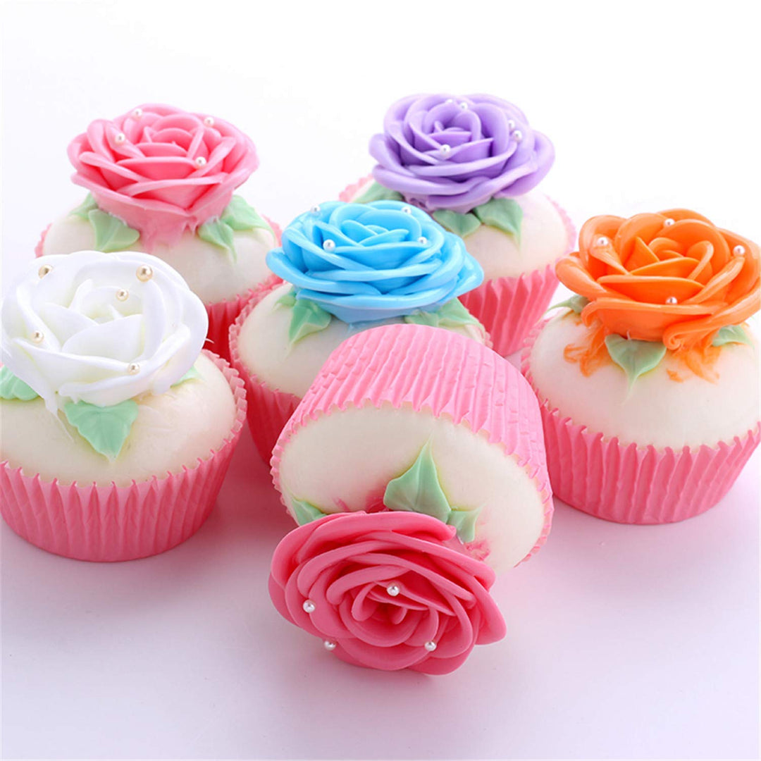6pcs Realistic Artificial Simulation Rose Cupcake Cake Fake Food Model Photography for Home Kitchen Party Decoration