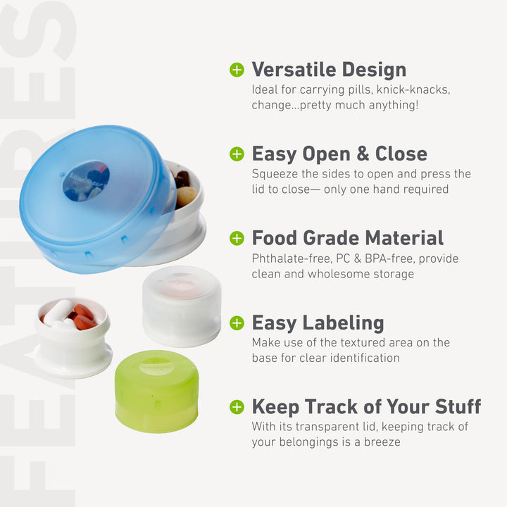 GoTubb | Hard Container | Easy Open | Food-Safe Material, Clear/Green/Blue, Small