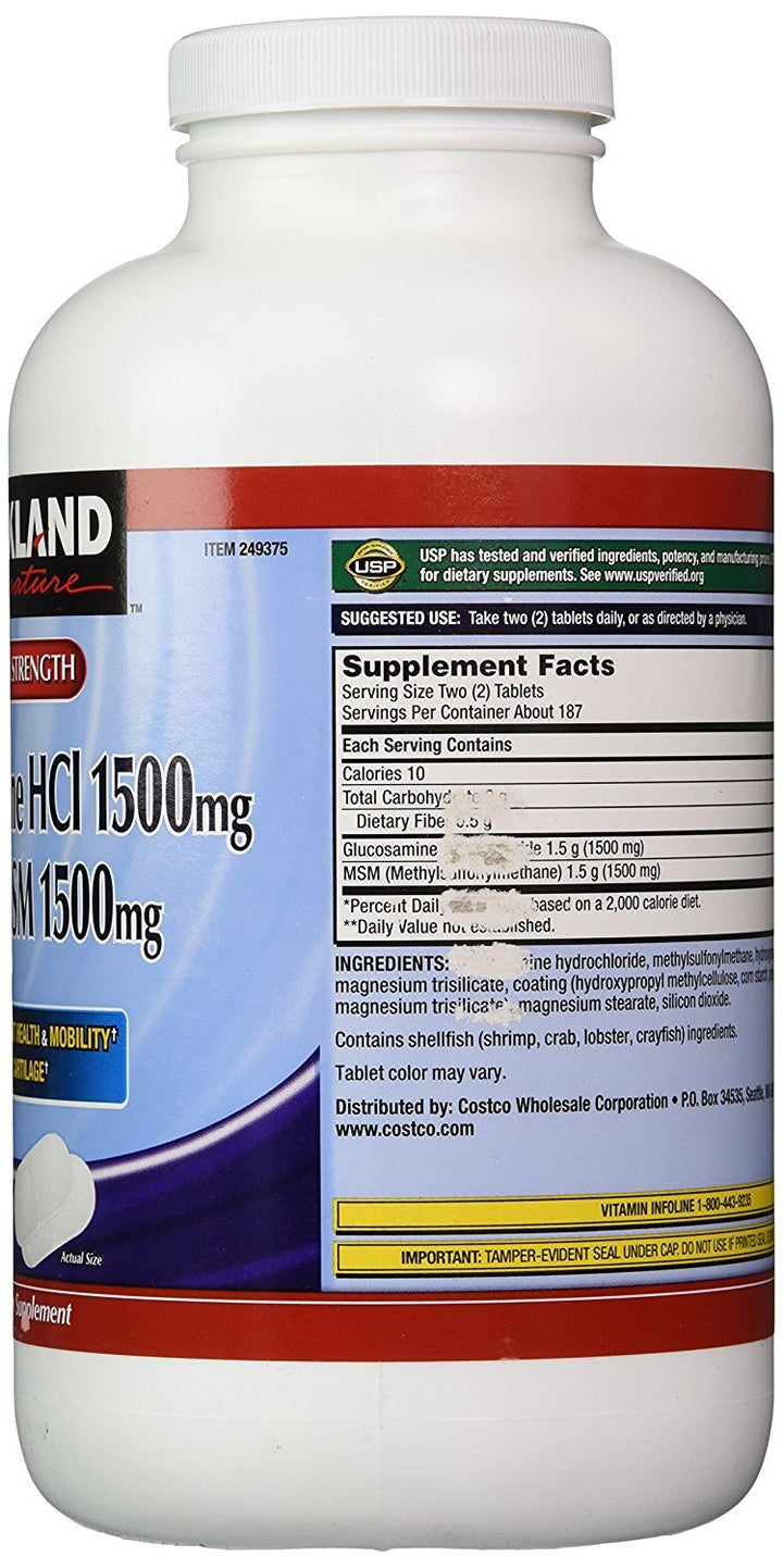 Kirkland Signature Glucosamine with MSM, 375 Tablets (2