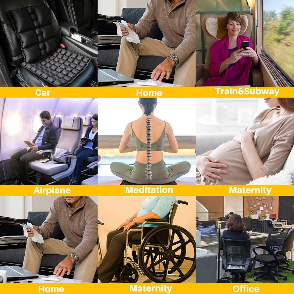 Air Cushion Inflatable Chair Air Seat Cushion Car Portable Breathable Comfort Cushion Office Wheelchair Pad Orthopedics Pain Pressure Relief Cushion Camping Seat Mat 18 x 16 x1 in Black