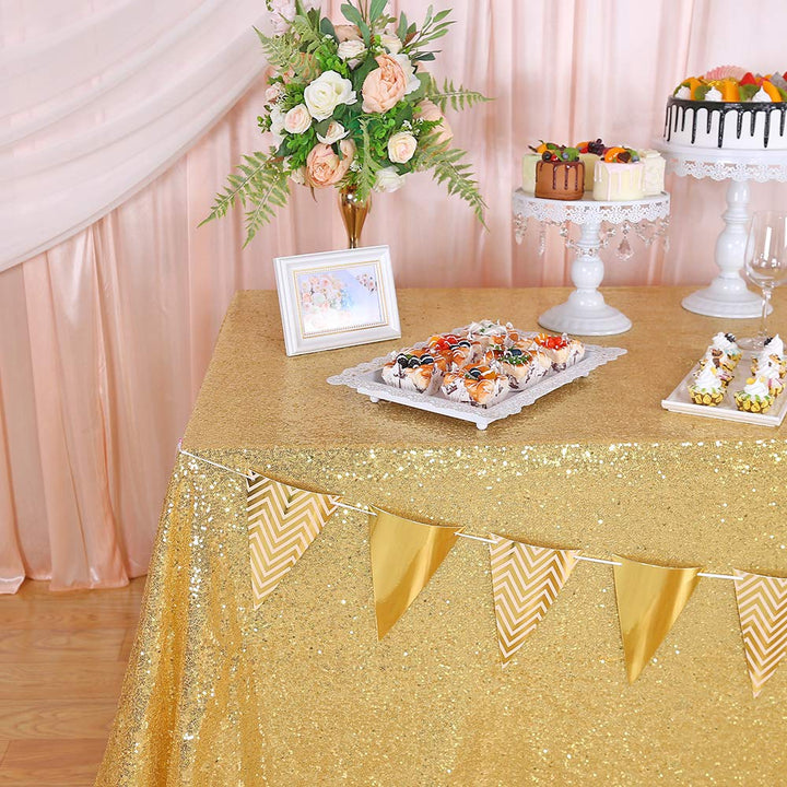 Gold Sequin Tablecloth Rectangle - 55x80inch Glitter Gold Tablecloth Sparkle Sequined Table Cloth for Banquet Christmas Party Wedding Baby Shower Birthday