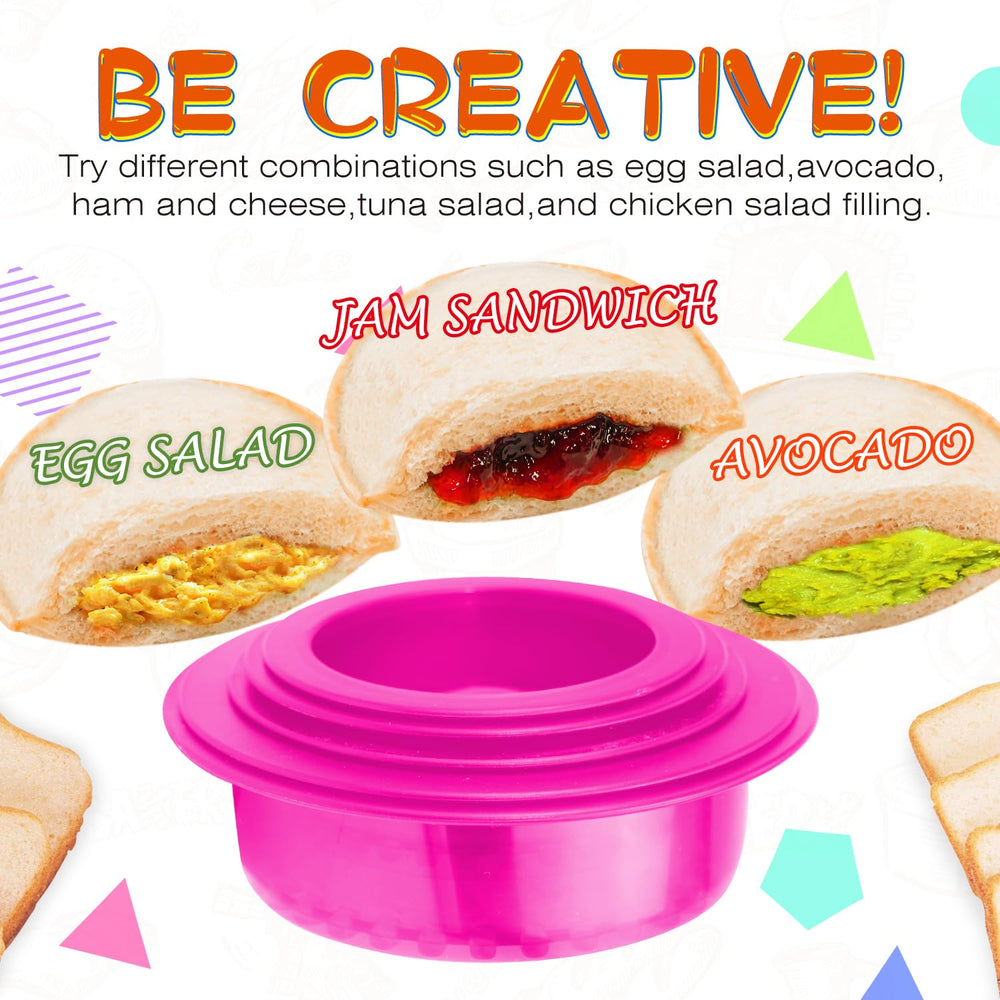 Sandwich Cutter and Sealer - 5 PCS Decruster Sandwich Maker - Peanut Butter and Jelly Crustless Sandwich Bread Pancake Maker Cookie Cutter for Kids Children Boys Girls