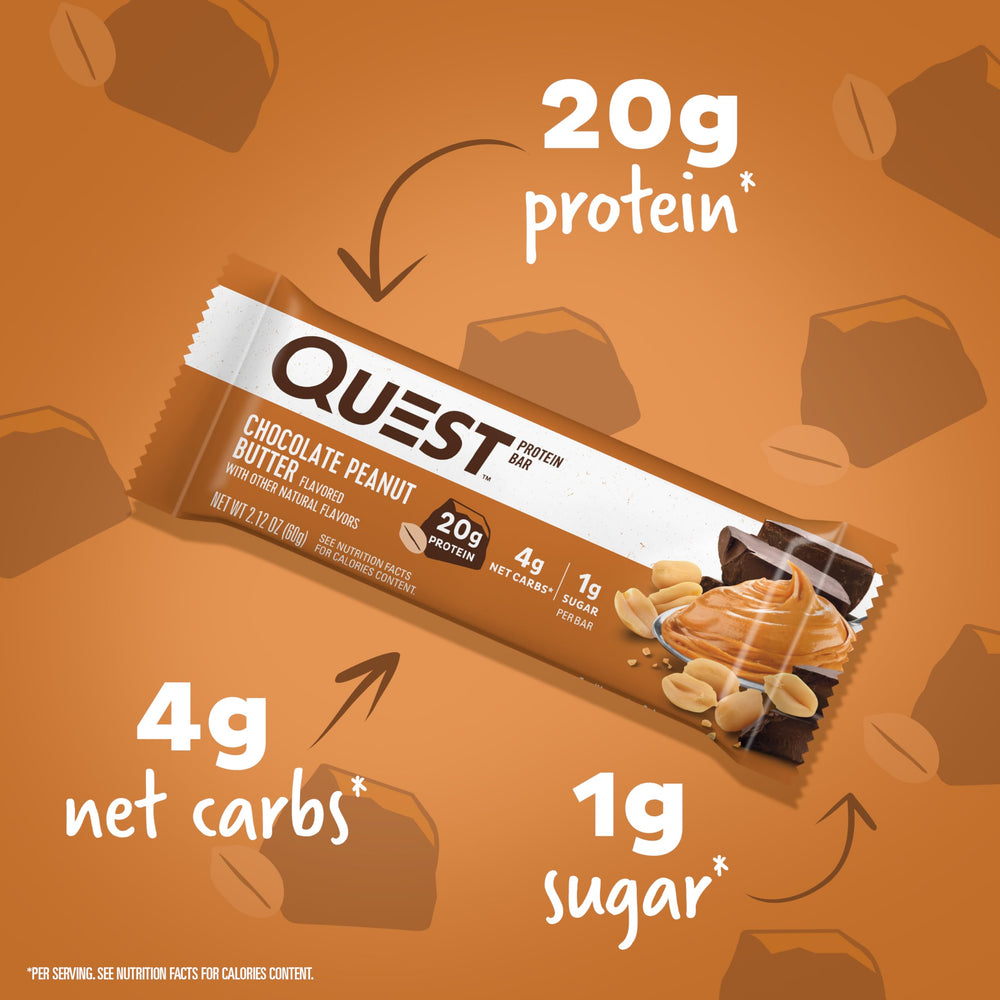 Chocolate Peanut Butter Bars, High Protein, Low Carb, Gluten Free, Keto Friendly, - 12 Count (Packof 1)