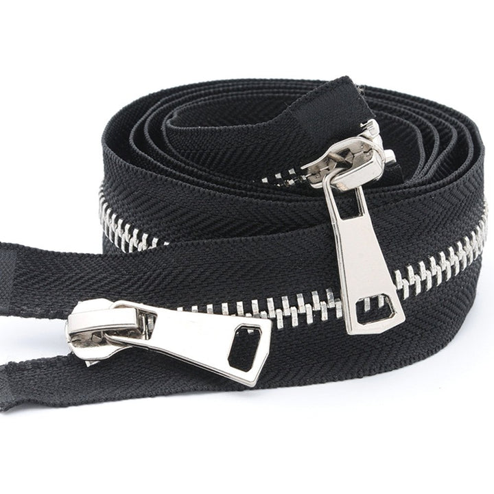 #5 20 Inch 50cm Two Way Separating Jacket Zipper Silver Metal Zippers for Jackets Coats Sewing Crafts (20 TW Silver)