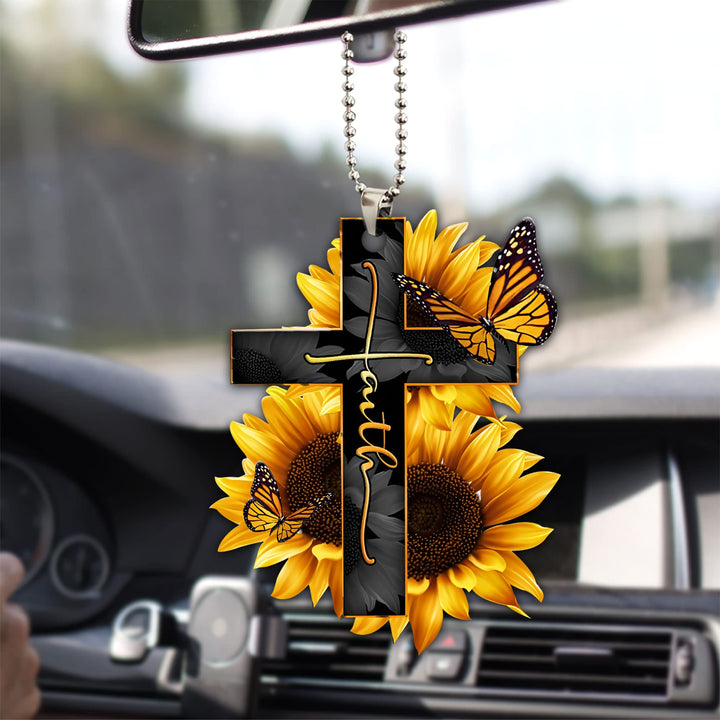 Talataca Faith Sunflower God Jesus Cross Christian Butt