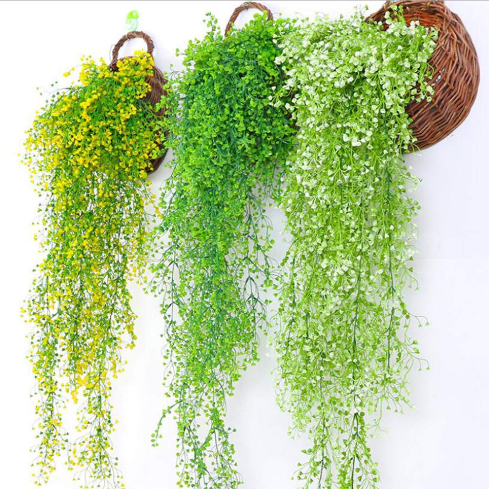 2 Pcs Fake Artificial Vines Flower Wall Hanging Faux Rattan Plant Flower Home Decor for Wall Indoor Outdoor Hanging Baskets Wedding Garland Decor, Yellow