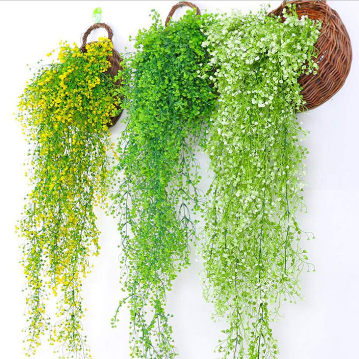 2 Pcs Fake Artificial Vines Flower Wall Hanging Faux Rattan Plant Flower Home Decor for Wall Indoor Outdoor Hanging Baskets Wedding Garland Decor, Yellow