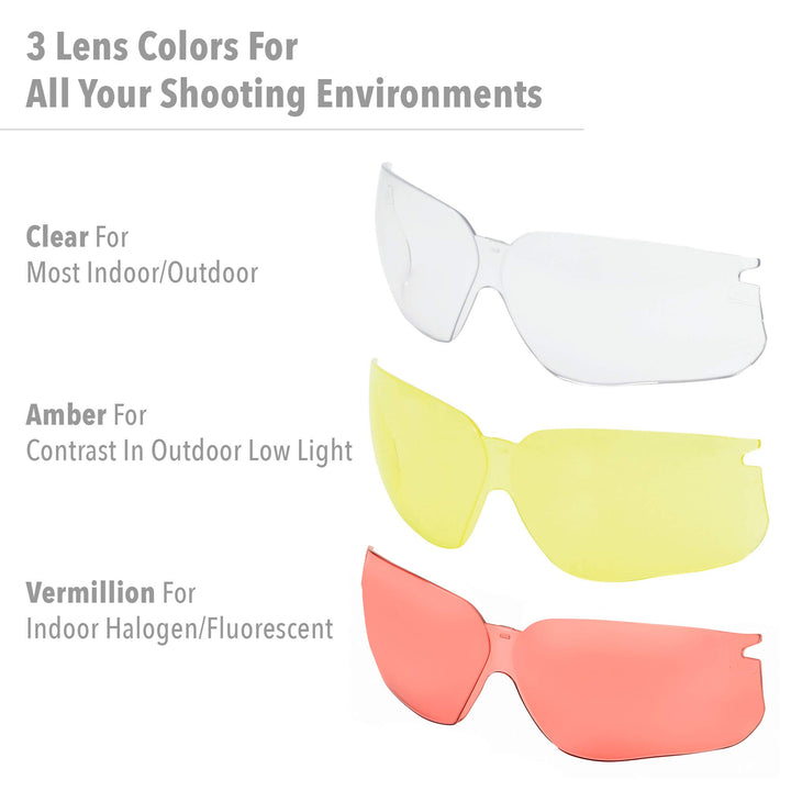 Howard Leight Shooting Sports Howard Leight by Honeywell Genesis Sharp-Shooter Shooting Glasses Combo Kit (R-01637),Clear/Amber/Vermillion,Large