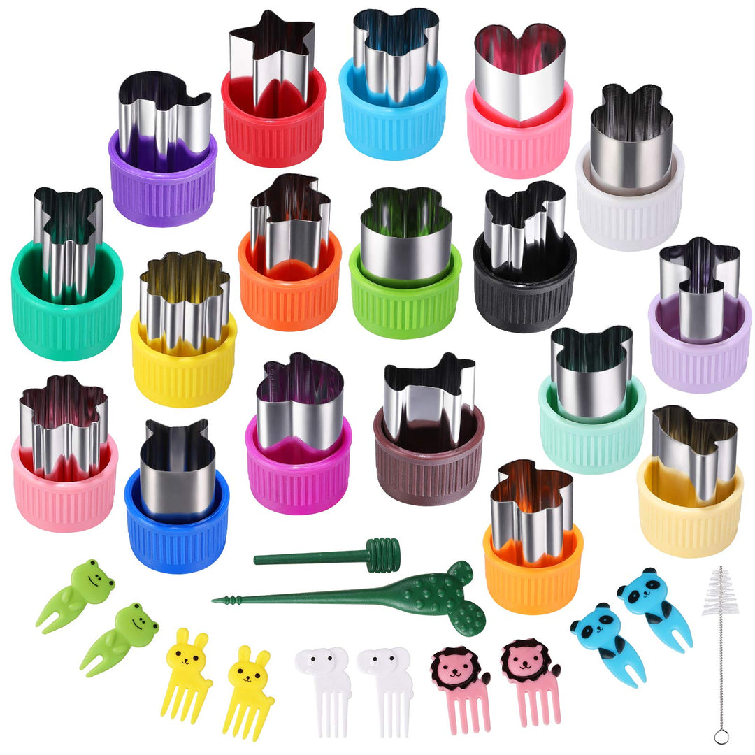 Vegetable Cutter Shapes Set,18pcs Diffent Colours and shapes Mini Sizes Cookie Cutters Set Fruit Cookie Pastry Stamps Mold,Baking Tools &amp; Accessories