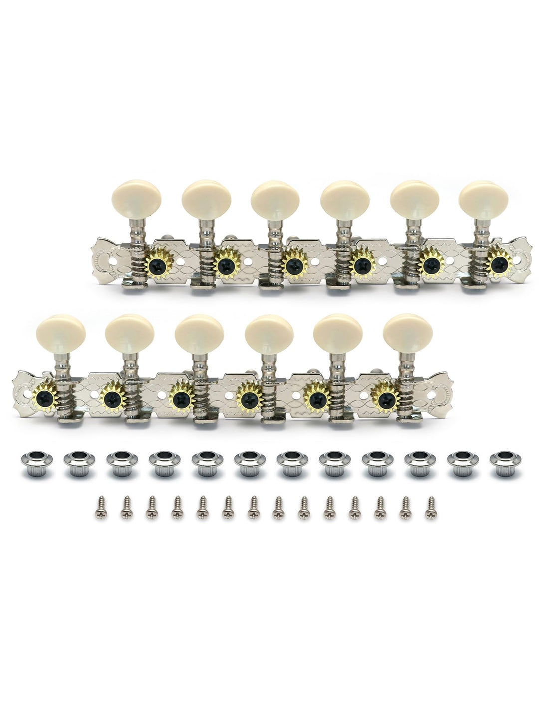 12 Strings Acoustic Guitar Tuning Pegs Chrome Plated Machine Heads Single Hole 6L 6R.