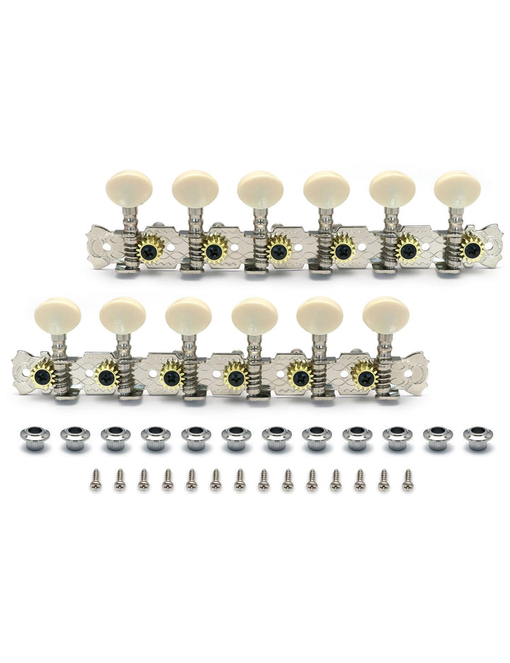12 Strings Acoustic Guitar Tuning Pegs Chrome Plated Machine Heads Single Hole 6L 6R.