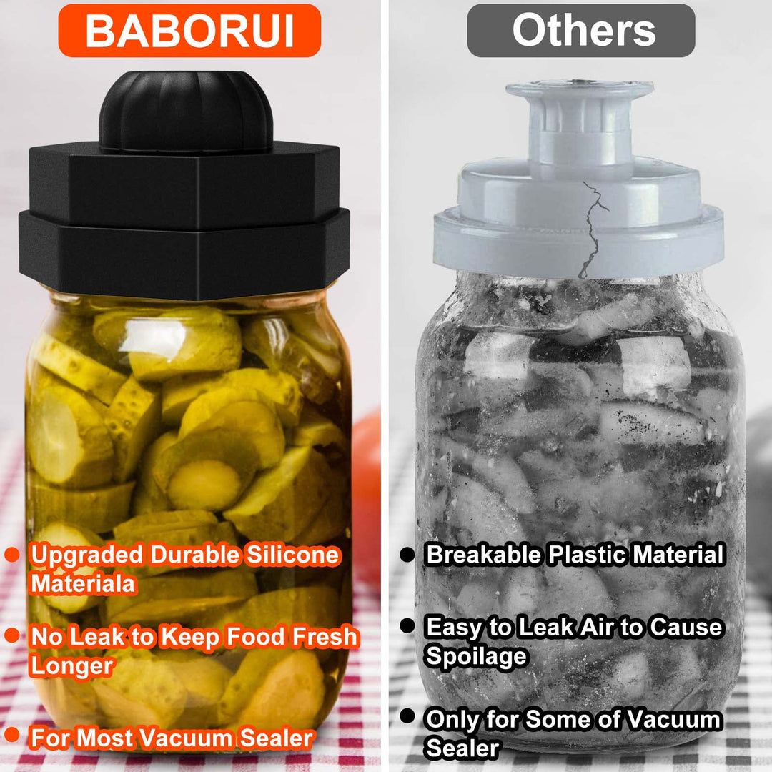 Mason Jar Vacuum Sealer Kit, BABORUI Upgraded Silicone 