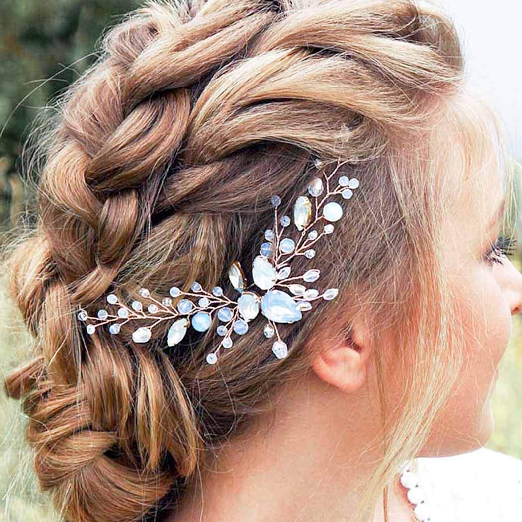 Wedding Rose Gold Crystal Hair Vine Bridal Rhinestone Headband Accessories Delicacy Sparkle Headwear For Women And Girls