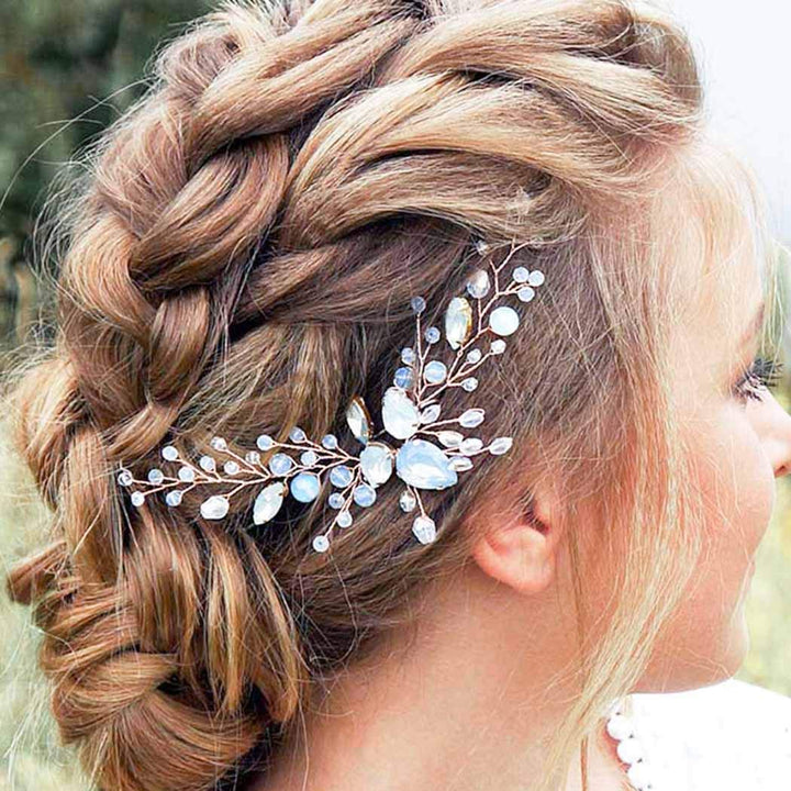 Wedding Rose Gold Crystal Hair Vine Bridal Rhinestone Headband Accessories Delicacy Sparkle Headwear For Women And Girls