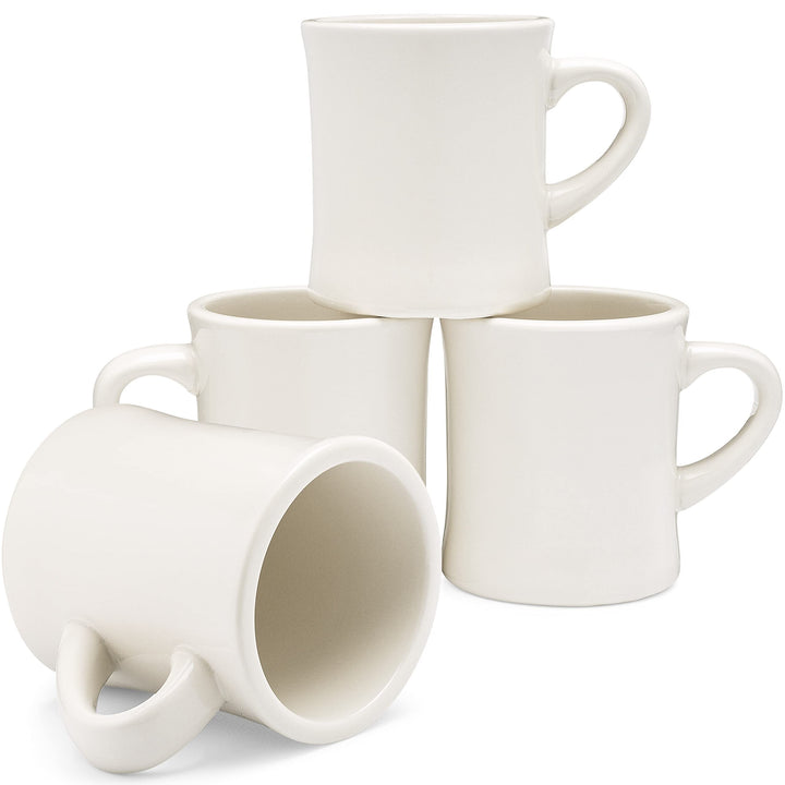 Diner Coffee Mugs — Restaurant Coffee Mugs, Retro Coffee Mug – Sturdy &amp; Heavy Diner Mug – Nostalgia in Every Sip [Cream, 11 oz, Set of 4]