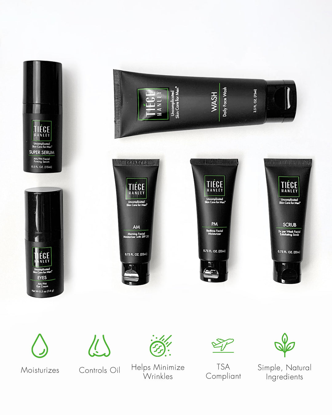 Mens Skin Care Set, Anti-Aging Skin Care Routine for Men (System Level 3) - Men&#39;s Skincare Set for Fines Lines Includes Face Wash, Scrub, Moisturizer, Eye Cream, &amp; Face Serum