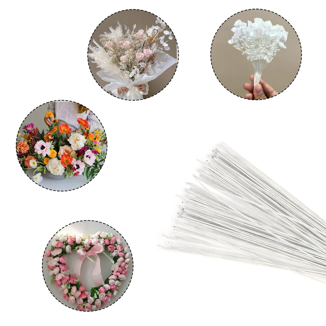 DECORA 18 Gauge White Floral Stem Wire 16 inch,50/Packa