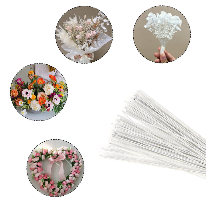 DECORA 18 Gauge White Floral Stem Wire 16 inch,50/Packa