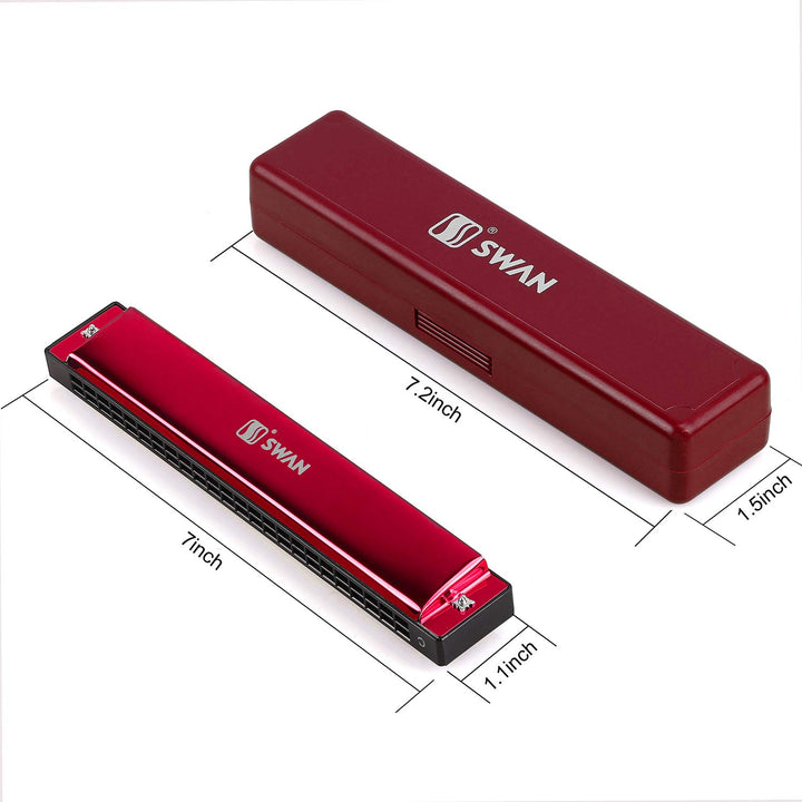 Harmonica Mouthorgan Harp Armonica 24 Hole Polyphony Diatonic Mouth Organ Key of C with Case for Blues Folk Jazz Pop Music Instrument Gift