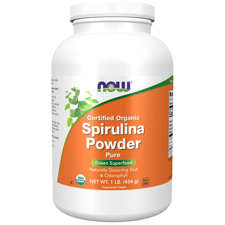 Supplements, Certified Organic, Spirulina Powder, Rich in Beta-Carotene (Vitamin A) and B-12 with naturally occurring GLA &amp; Chlorophyll, 1-Pound