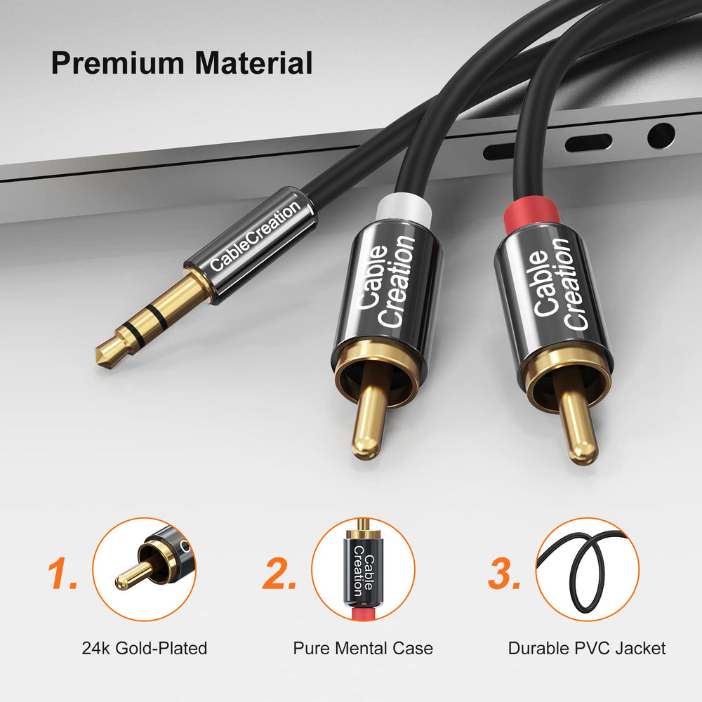 CableCreation 3.5mm to RCA Cable, 3.5mm Male to 2RCA Ma