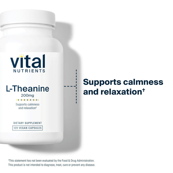 L-Theanine 200mg | Vegan Supplement | L Theanine Supplement Supports Normal Stress Levels and Cognitive Function* | Gluten, Dairy and Soy Free | 120 Capsules