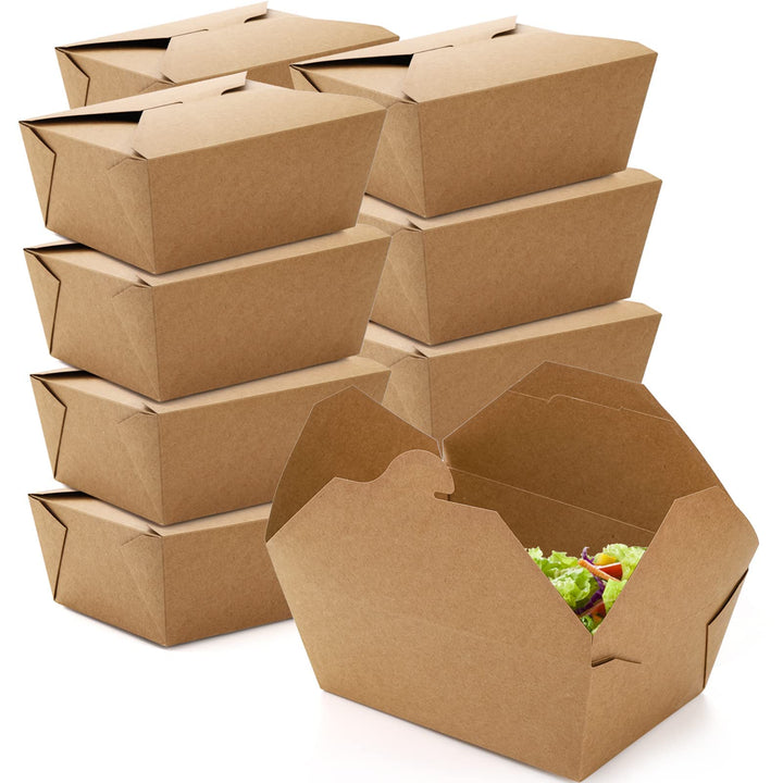 35 Pack Paper Food Container, 110 Oz Kraft Lunch Box, Brown Storage Paperboard Fast Food Holder, Microwaveble