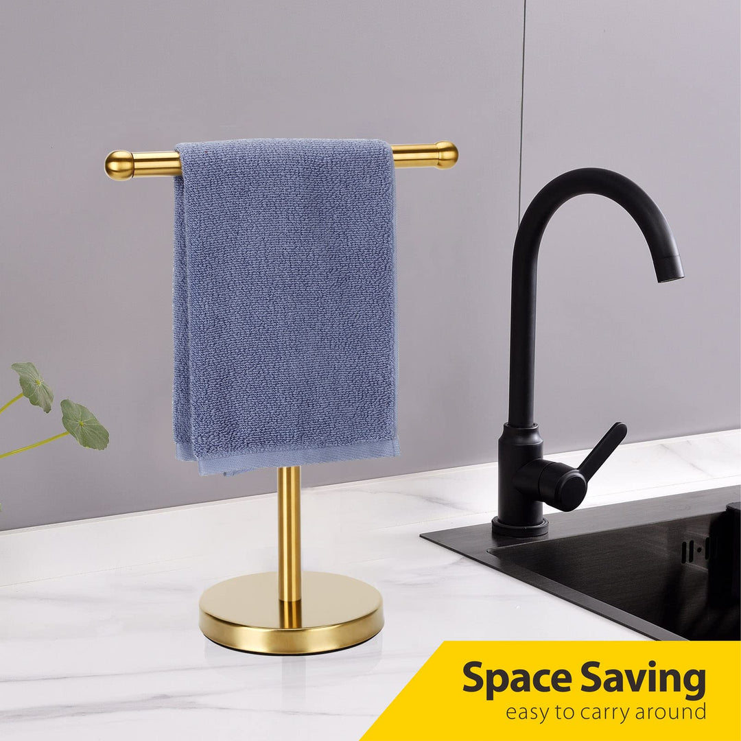 Hand Towel Holder Gold, Hand Towel Rack Stand with Heavy Weighted Base, Countertop Hand Towel Holder Stand for Bathroom,SUS304 Stainless Steel (Gold)