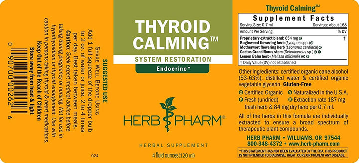 Thyroid Calming Herbal Formula for Endocrine System Support, 4 Oz