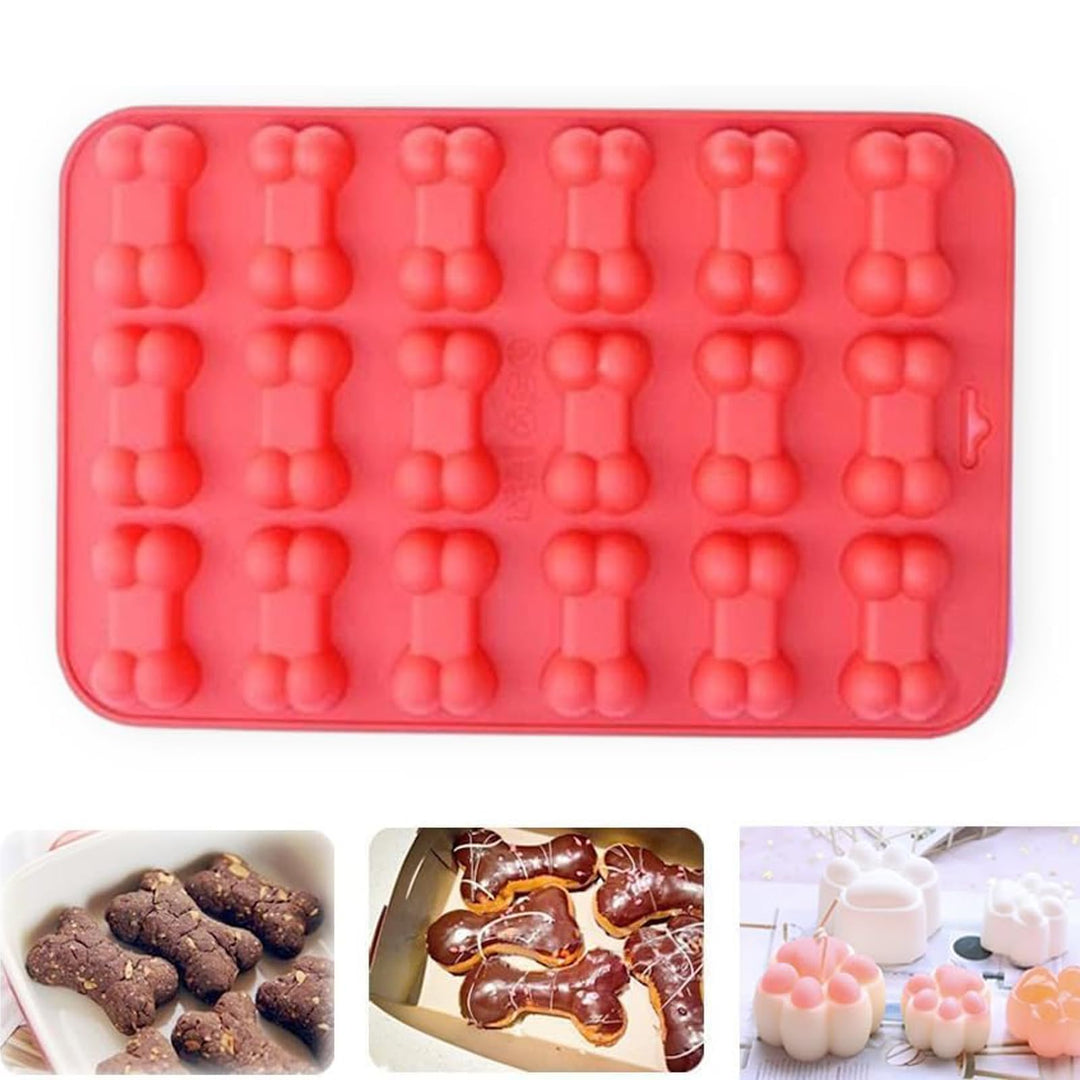 Silicone Molds, Cute Paw and Bone Dog Treat Molds Non-stick Natural Food Grade Silicone Molds for Baking/Candy/chocolate/Cookie/Jello/Gummy(3 Pcs)