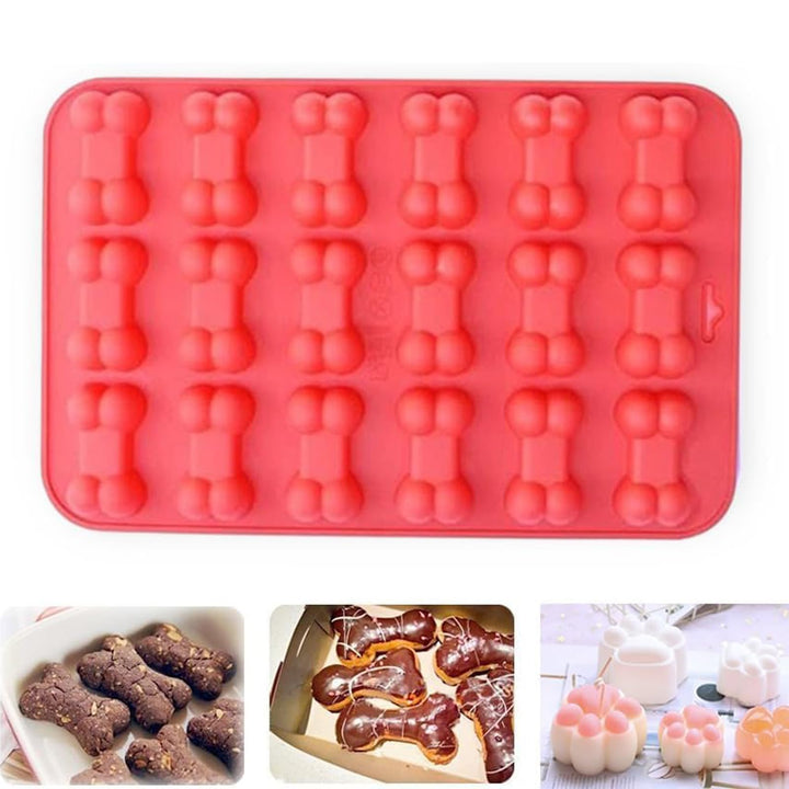 Silicone Molds, Cute Paw and Bone Dog Treat Molds Non-stick Natural Food Grade Silicone Molds for Baking/Candy/chocolate/Cookie/Jello/Gummy(3 Pcs)