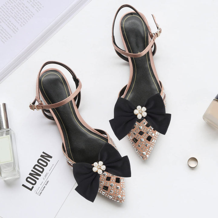 1 Pair Bow Shoe Clips Removable Shoe Charms Pearls Shoe Buckle Bowknot Dress Shoes Jewelry Decorative Shoe Accessories for Wedding Party Prom Decoration (Black)