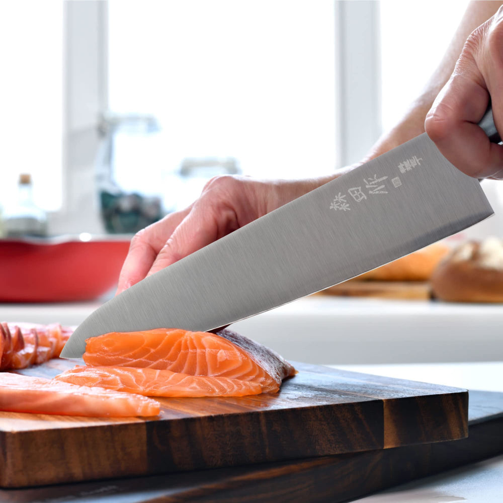 Japanese Chef Knife 9.5 inch, Professional Gyuto Chef Knife, High Carbon Stainless Steel Sharp Sashimi Knife with Blue Ergonomic Handle, Sushi Knife for Household or Valentines Day Gifts