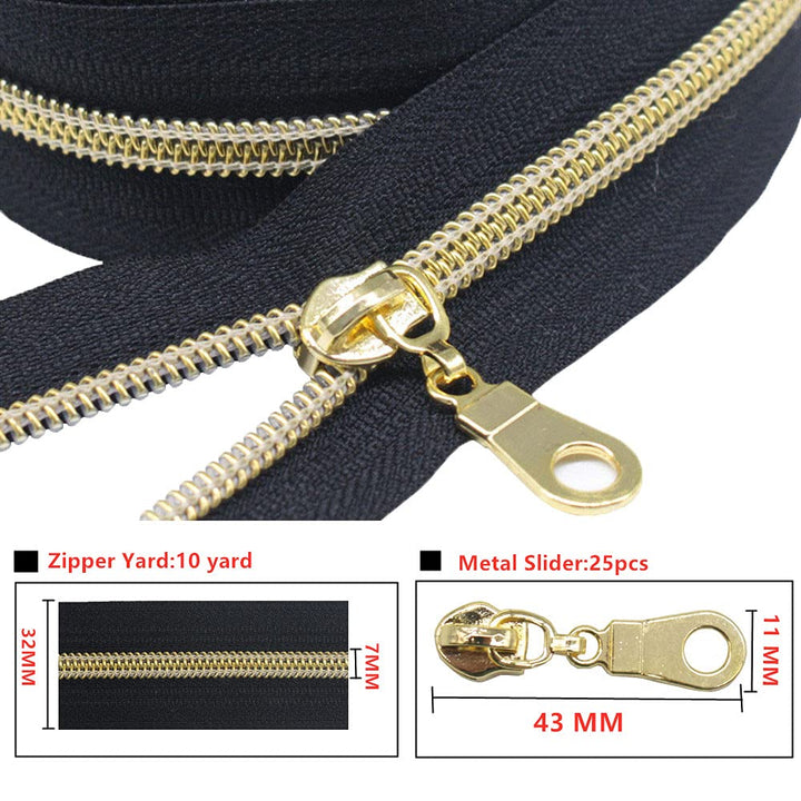 MebuZip #5 Gold Metallic Nylon Coil Zippers by The Yard
