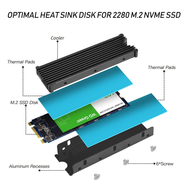 M.2 PS5 SSD NVMe Heatsink for Samsung 990 980 Pro 970 E