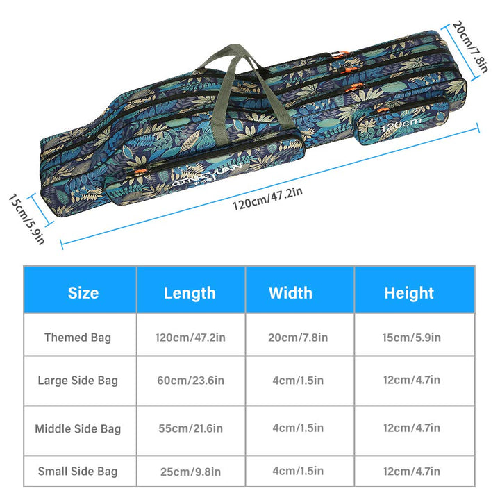 Fishing Rod Case, Three Layers Folding Fishing Pole Storage Bags Portable Gear Rods Reel Tackle Tool Gears Organizer Waterproof Camouflage Travel Carry Bag Carrier for Traveling(47inch)