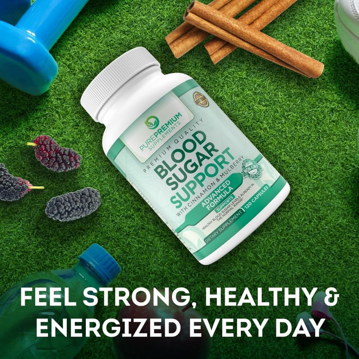 Normal Blood Sugar Support Cinnamon Supplements to Support Blood Sugar Levels Already in The Normal Range-Capsules w/Bitter Melon, Mulberry, Zinc, Biotin, Vitamin C, E-60 Count